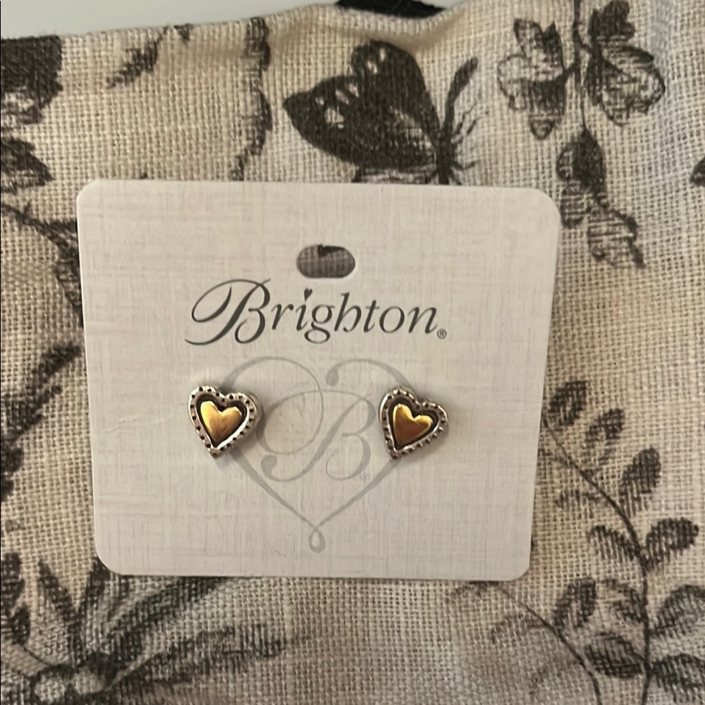 Brighton Gold and Silver Heart Stud Earrings